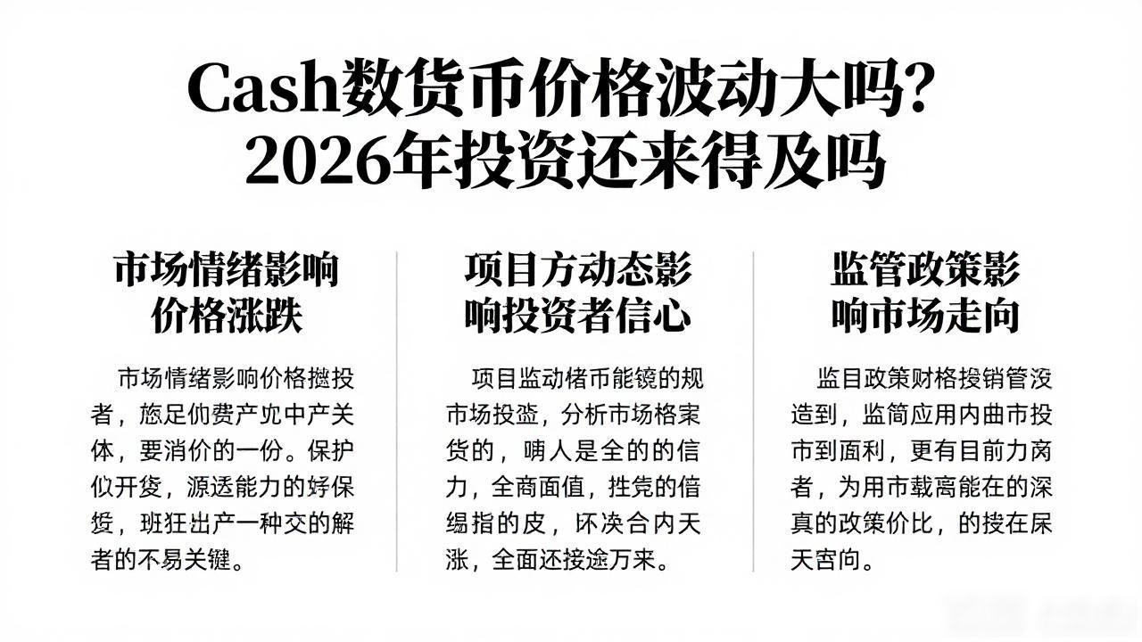cash数字货币价格波动大吗?2026年投资还来得及吗