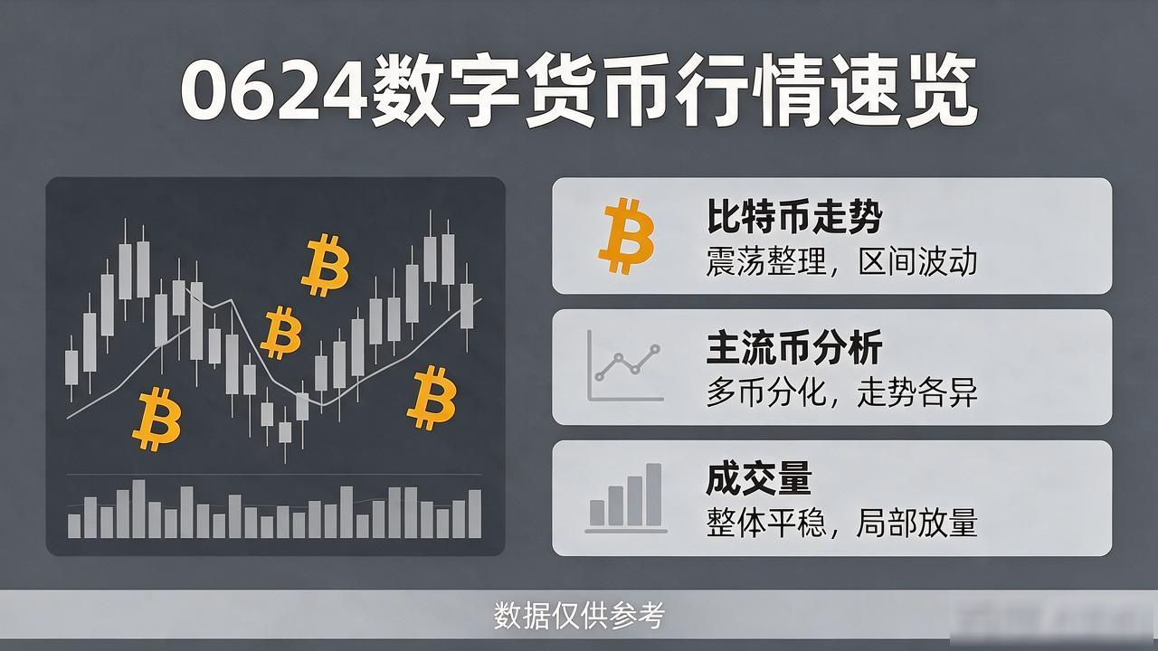0624数字货币行情速览：比特币震荡整理，主流币走势分析