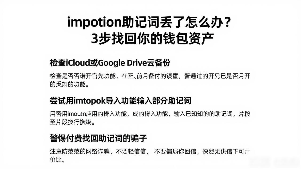 imtoken助记词丢了怎么办？3步找回你的钱包资产