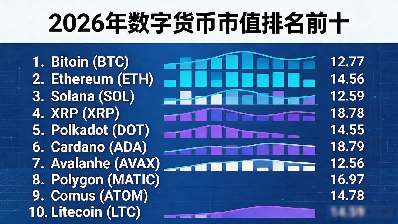 数字货币前十位：2026年市值排名出炉，头部格局怎么变