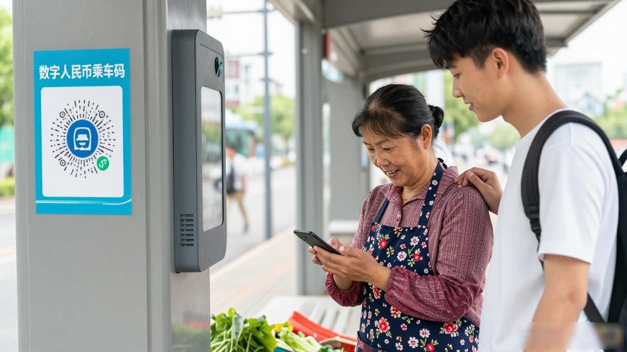 一部数字货币走进生活视频，从早市买菜到公交站台全拍到了
