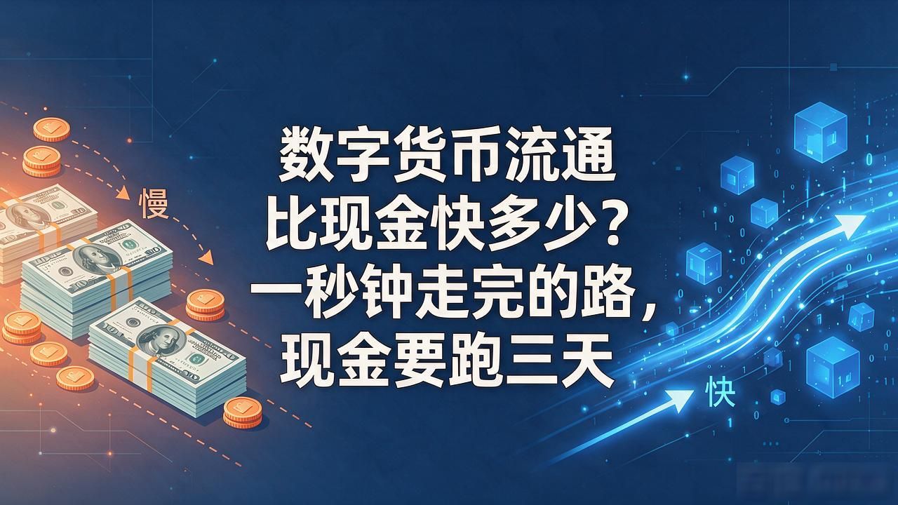 数字货币流通比现金快多少？一秒钟走完的路，现金要跑三天