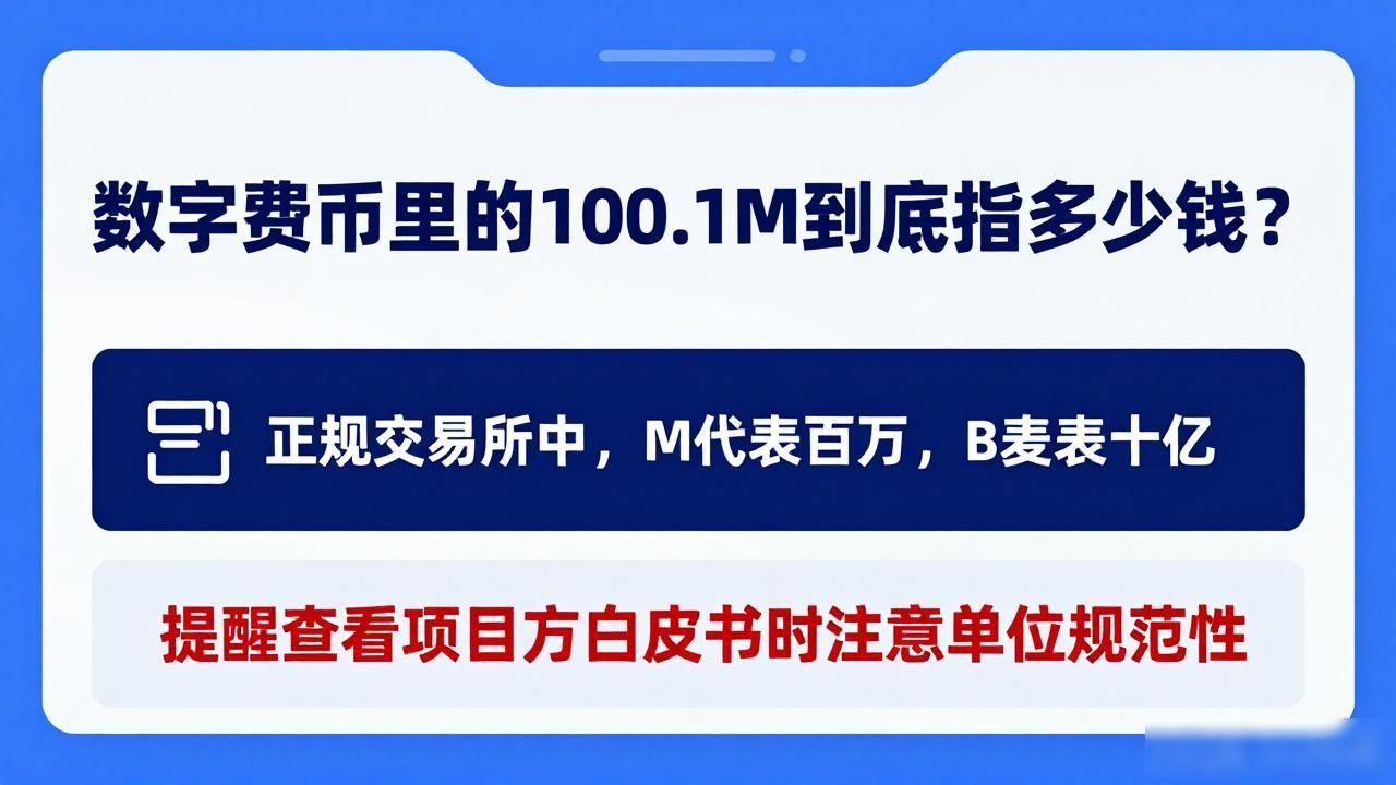 数字货币里的100.1M到底指多少钱？