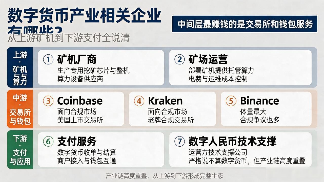 数字货币产业相关企业有哪些？从上游矿机到下游支付全说清