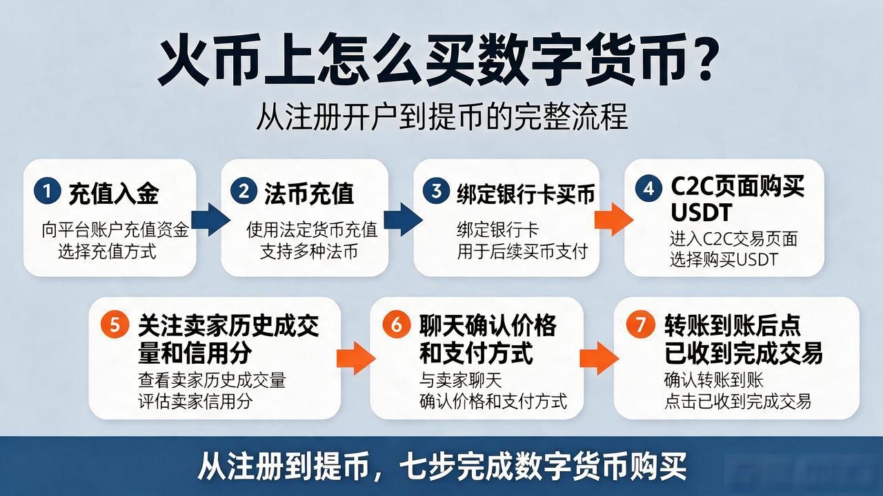 火币购买数字货币流程_火币平台注册认证流程_火币C2C买USDT注意事项