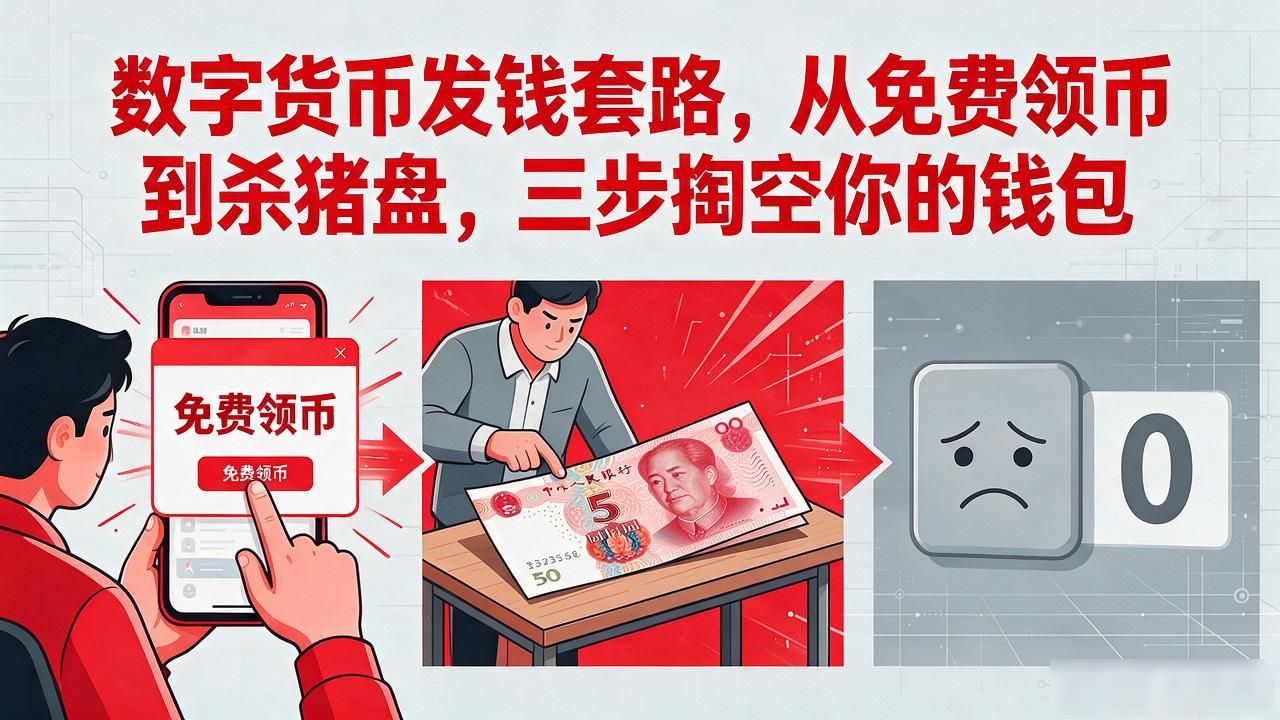 数字货币发钱套路，从免费领币到杀猪盘，三步掏空你的钱包